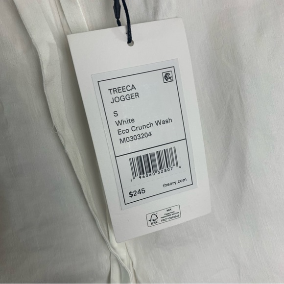 NEW THEORY Treeca Cropped Linen-Blend Jogger Pants in White - Picture 10 of 12